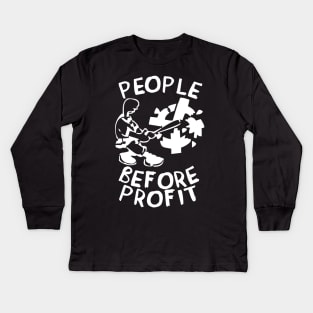 People Before Profit - Anti Capitalist, Socialist, Leftist Kids Long Sleeve T-Shirt